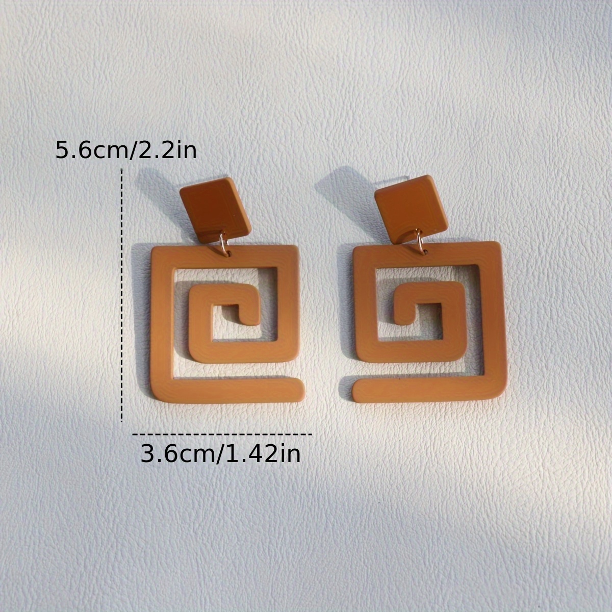 Women's Coffee Brown Square Maze Drop Earrings Retro Boho Jewelry